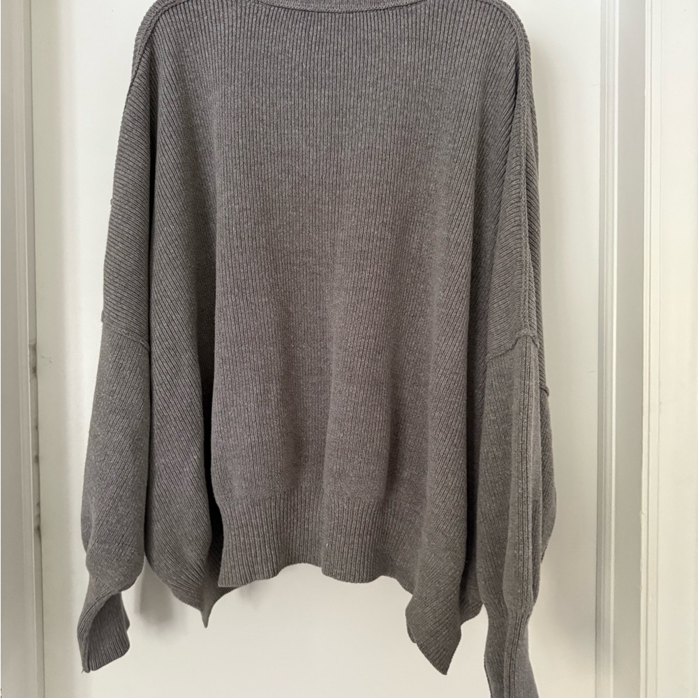 Free People Oversized Scoop Neck Sweater in Gray - Picture 3 of 3